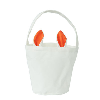 Custom Logo Linen Round Bottom Portable Rabbit Ear Easter Basket Bag with and Newest Style