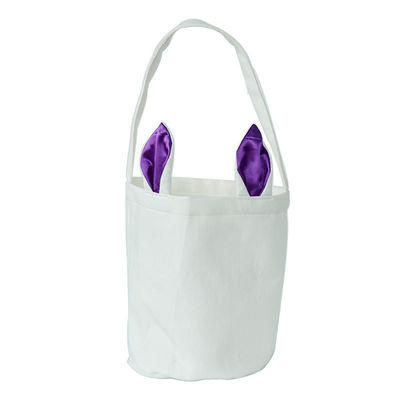 Custom Logo Linen Round Bottom Portable Rabbit Ear Easter Basket Bag with and Newest Style