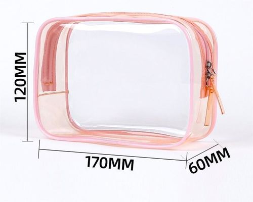 Custom Logo Transparent PVC Makeup Bag Small Toiletry Bag for Women Double Zipper