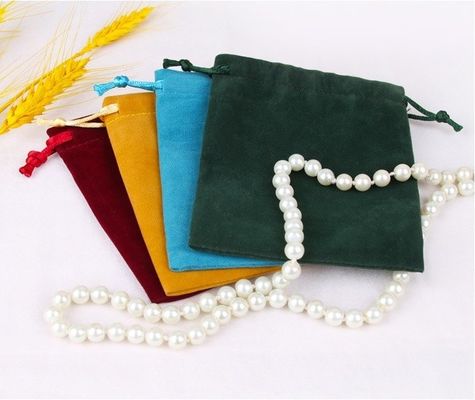 Colorful Velvet Drawstring Pouches for Custom Jewelry Packaging and Display