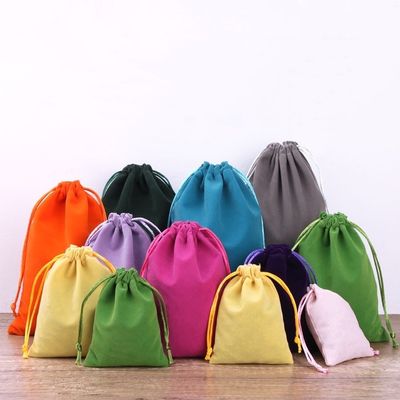 Colorful Velvet Drawstring Pouches for Custom Jewelry Packaging and Display