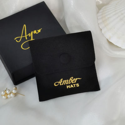 Print Logo Jewellery Package Microfiber Snap Button Pouch Bags with Insert Pad/Card