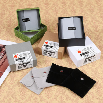 Print Logo Jewellery Package Microfiber Snap Button Pouch Bags with Insert Pad/Card