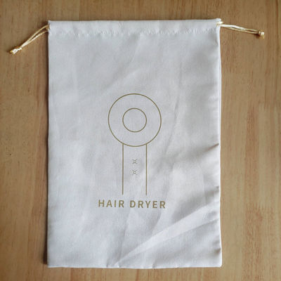 Custom Logo Print Suede Drawstring Bag for Protecting Hotel Hair Dryer from Dust