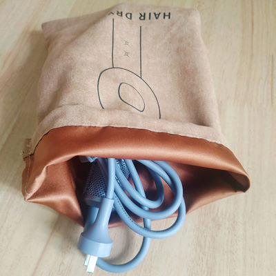 Custom Logo Print Suede Drawstring Bag for Protecting Hotel Hair Dryer from Dust