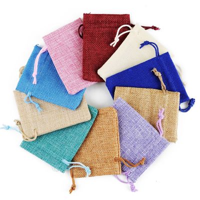 Waterproof Custom Logo Print Linen Drawstring Bag for Jewelry and Digital Product Storage