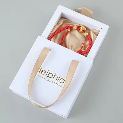 Custom Logo Jewelry Pink Velvet Pouch Bags in Slide Paper Gift Box Packaging for Nail