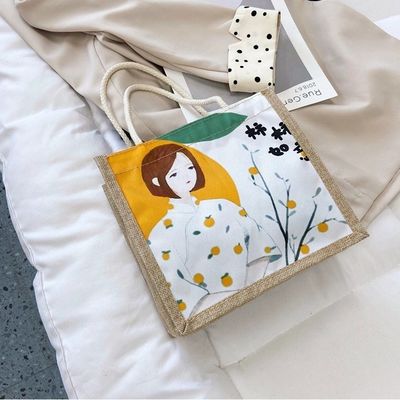 2024 Korean Ins Simple Student Cartoon Canvas Handbags Ladies Mini Tote Bags For Girls