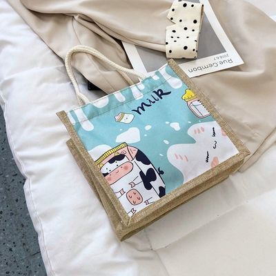 2024 Korean Ins Simple Student Cartoon Canvas Handbags Ladies Mini Tote Bags For Girls
