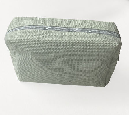 Custom Logo Accepted Soft Waffle Print Cosmetic Bag for Bridesmaids' Makeup and Gifts