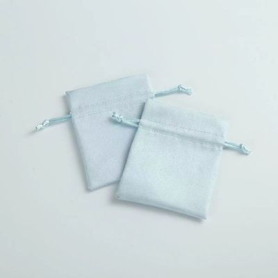 Acceptable OEM/ODM Custom Light Blue Velvet Drawstring Bag for Jewelry Organization
