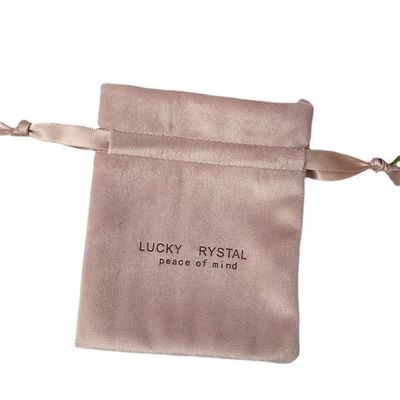 Small Packaging Drawstring Velvet Jewellery Bag Custom Logo Printed Soft Velvet Fabric