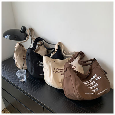 Polyester Lining Material Large Capacity One Shoulder Crossbody Canvas Bag for Ladies