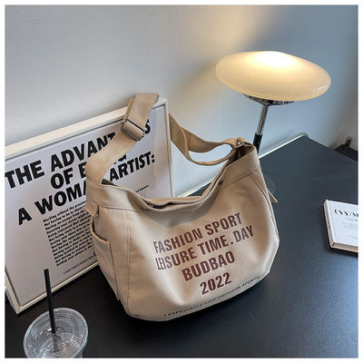 Polyester Lining Material Large Capacity One Shoulder Crossbody Canvas Bag for Ladies