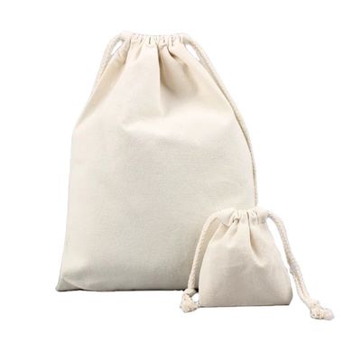 Custom Logo Cotton Drawstring Bag for Reusable Eco Friendly Packaging in Small Size