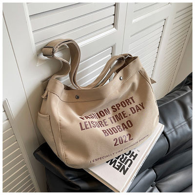 Polyester Lining Material Large Capacity One Shoulder Crossbody Canvas Bag for Ladies