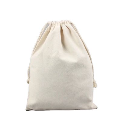 Custom Logo Cotton Drawstring Bag for Reusable Eco Friendly Packaging in Small Size