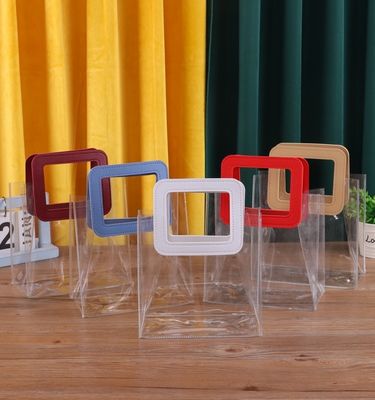 Customized Logo Accepted PVC Clear Plastic Tote Bag with Die Cut Handle