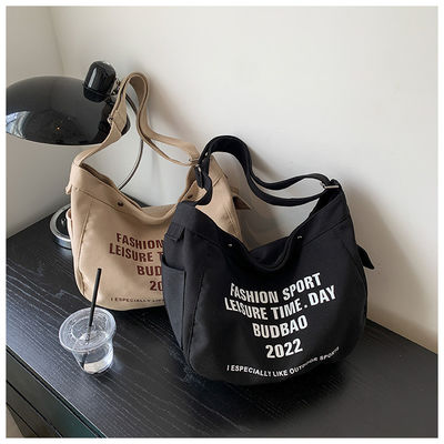 Polyester Lining Material Large Capacity One Shoulder Crossbody Canvas Bag for Ladies