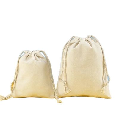 Custom Logo Cotton Drawstring Bag for Reusable Eco Friendly Packaging in Small Size