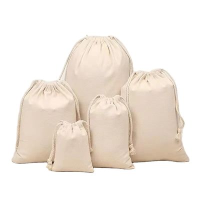 Custom Logo Cotton Drawstring Bag for Reusable Eco Friendly Packaging in Small Size