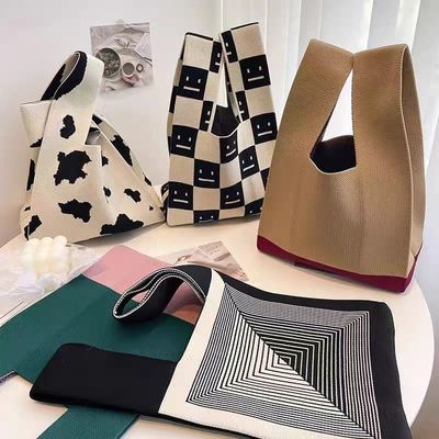 Handled Logo Customized Logo Popular Women Shopping Handbag Custom Polyester Woven Bag Min