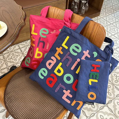 Colorful Embroidery Letter Canvas Shoulder Bag A Functional and Fashionable Choice