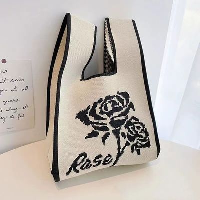 Handled Logo Customized Logo Popular Women Shopping Handbag Custom Polyester Woven Bag Min