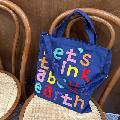 Colorful Embroidery Letter Canvas Shoulder Bag A Functional and Fashionable Choice
