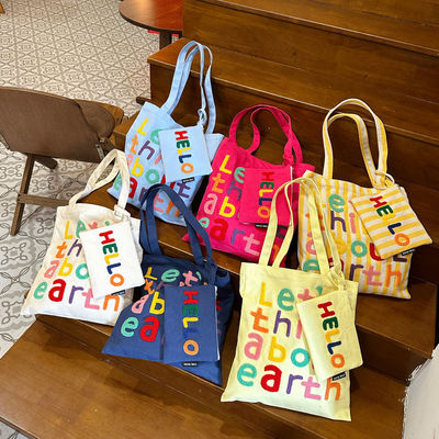 Colorful Embroidery Letter Canvas Shoulder Bag A Functional and Fashionable Choice