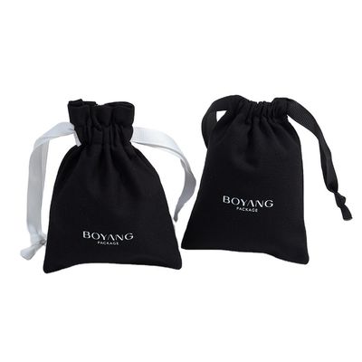 Customized Black Cotton Drawstring Bag for Organic Jewelry Pouch Packaging Bag