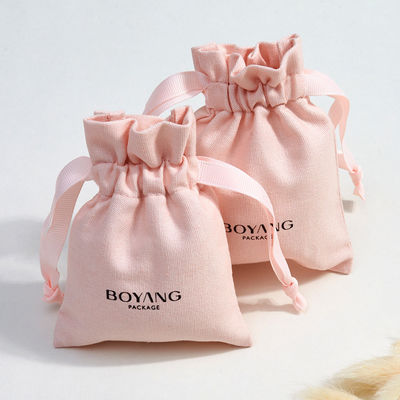 Customized Black Cotton Drawstring Bag for Organic Jewelry Pouch Packaging Bag