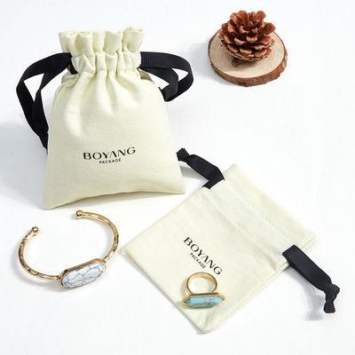Customized Black Cotton Drawstring Bag for Organic Jewelry Pouch Packaging Bag