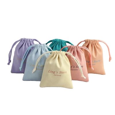 Medium Shopping Packaging Custom Pink Soft Canvas Printed Cotton Linen Drawstring Bags