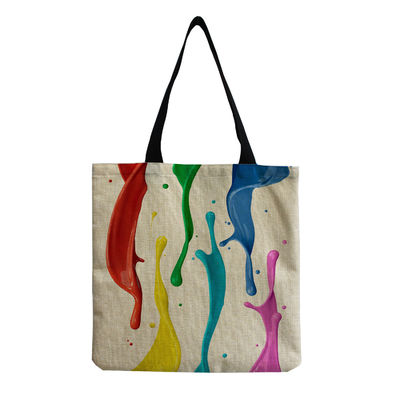 Medium Size Beach Tote Bag Cotton Canvas Linen Reusable Bag for Women Customized Logo