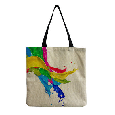 Medium Size Beach Tote Bag Cotton Canvas Linen Reusable Bag for Women Customized Logo