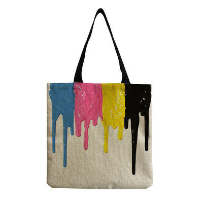Medium Size Beach Tote Bag Cotton Canvas Linen Reusable Bag for Women Customized Logo