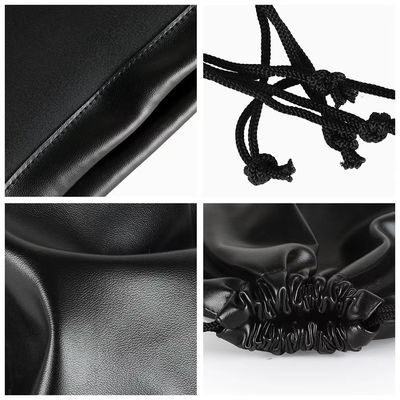 Custom Gold PU Leather Drawstring Cosmetic Packaging Pouch for Medium Size Gifts