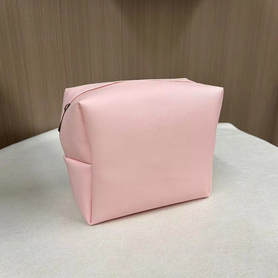 Print Pattern PU Waterproof Ziplock Cosmetic Bag Makeup Pouch in Custom Pink Candy Color