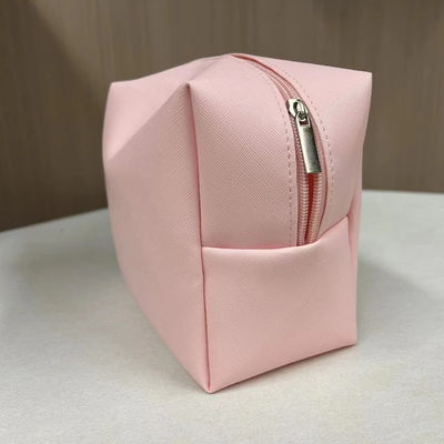 Print Pattern PU Waterproof Ziplock Cosmetic Bag Makeup Pouch in Custom Pink Candy Color