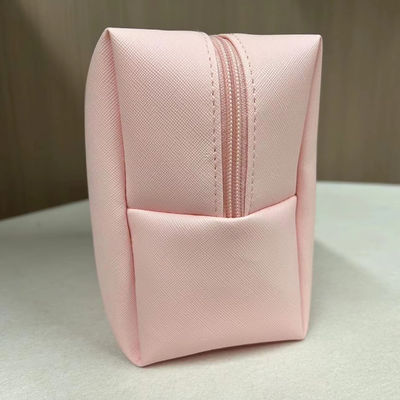 Print Pattern PU Waterproof Ziplock Cosmetic Bag Makeup Pouch in Custom Pink Candy Color