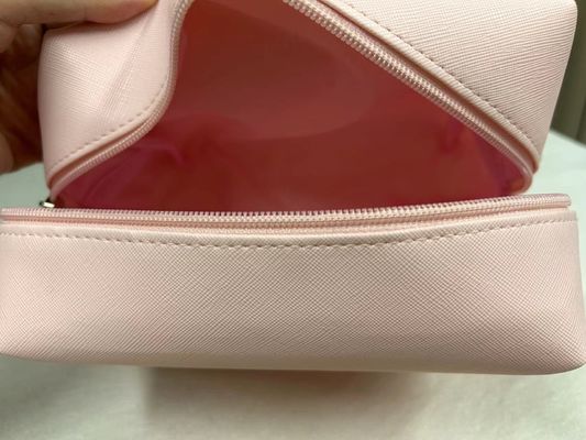 Print Pattern PU Waterproof Ziplock Cosmetic Bag Makeup Pouch in Custom Pink Candy Color