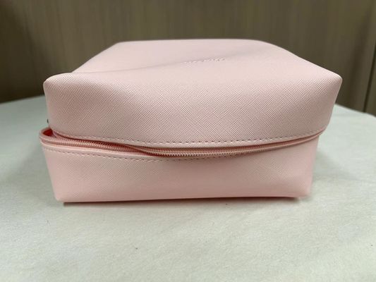 Print Pattern PU Waterproof Ziplock Cosmetic Bag Makeup Pouch in Custom Pink Candy Color