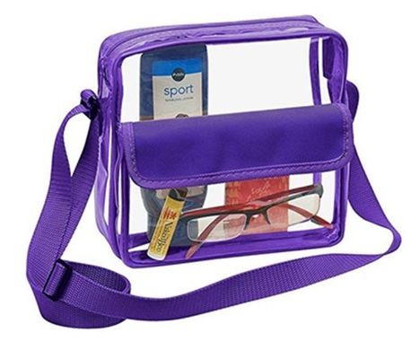Customized Logo Clear Red DST Stadium Crossbody Messenger Bag with Woven Embroidery Strap