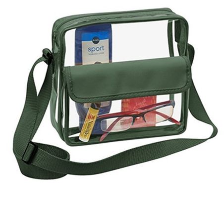 Customized Logo Clear Red DST Stadium Crossbody Messenger Bag with Woven Embroidery Strap