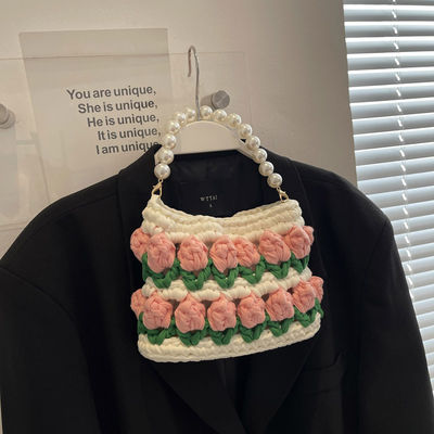 Handmade Woven Crochet Knitted Shoulder And Sling Bags For Women Custom Logo Accepted