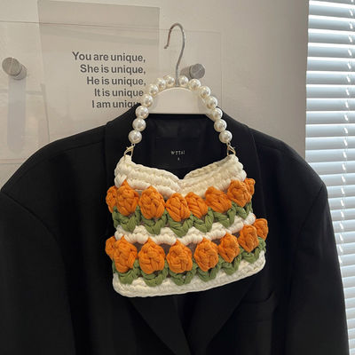 Handmade Woven Crochet Knitted Shoulder And Sling Bags For Women Custom Logo Accepted