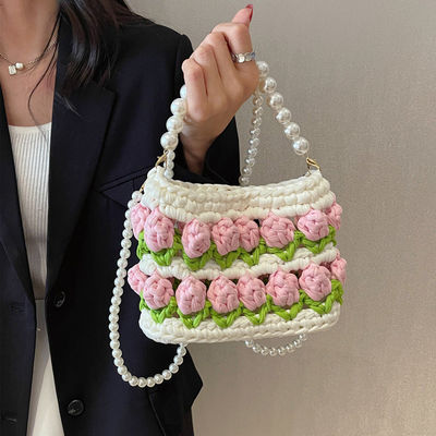 Handmade Woven Crochet Knitted Shoulder And Sling Bags For Women Custom Logo Accepted