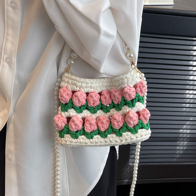 Handmade Woven Crochet Knitted Shoulder And Sling Bags For Women Custom Logo Accepted
