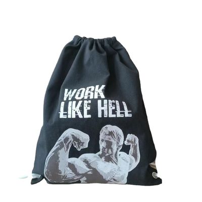 Customized Logo Pattern Cotton Canvas Drawstring Backpack Bag for Basketball Shoes